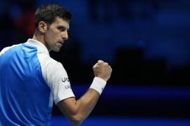 Novak Djokovic celebró la victoria sobre el Andrey Rublev en las Finales ATP.