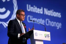El presidente de Gran Bretaña para la COP26, Alok Sharma, habla durante una sesión de la Conferencia de las Naciones Unidas sobre el Cambio Climático COP26 en Glasgow, Escocia, Escocia. EFE/EPA/Robert Perry