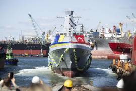 Ceremonia de botadura de la corbeta clase Ada de la Armada de Ucrania “Hetman Ivan Vyhovskyi” en Estambul, Turquía.