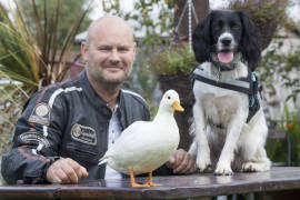 Veterano es 'salvado' por un perro y un pato; estaba en coma