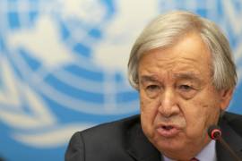 El secretario general de la ONU, Antonio Guterres, habla con los medios de comunicación en una rueda de prensa, durante el Evento Ministerial de Alto Nivel sobre la Situación Humanitaria en Afganistán, en la sede europea de la Naciones Unidas, en Ginebra, Suiza. EFE/EPA/SALVATORE DI NOLFI
