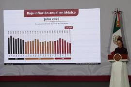Claudia Sheinbaum presidenta de México, durante la Conferencia del Pueblo, donde se informo sobre la inflación en el país.