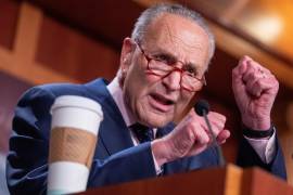 El líder de la mayoría del Senado, Chuck Schumer, durante una conferencia de prensa en el Capitolio.