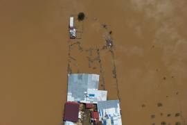 Una fotografía tomada con un drone de la zona inundada de Kanalia del lago Karla, Tesalia, después de que la tormenta ‘Daniel’ azotara el centro de Grecia.