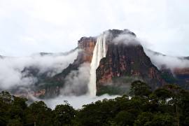 Salto Angel waterfall after a rainy night. The Salto Angel is the highest waterfall in the word with 979 meter.