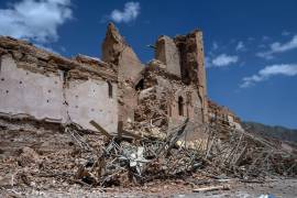 Los restos de la histórica Gran Mezquita de Tinmal en el pueblo de Tinmel, en las montañas del Atlas de Marruecos. El devastador terremoto de la semana pasada mató al menos a 2,900 personas.