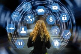 Imagen representativa de la interacción entre humanos y la inteligencia artificial.