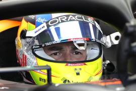 Red Bull driver Sergio Perez, of Mexico, sits in his car during the first practice session for the Formula One Miami Grand Prix auto race, Friday, May 5, 2023, at the Miami International Autodrome in Miami Gardens, Fla. (AP Photo/Lynne Sladky)