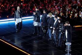 El grupo de Kpop BTS en su concierto en Seúl, Surcorea, el 21 de marzo del 2026. (Kim Hong-Ji/Pool Photo via AP)