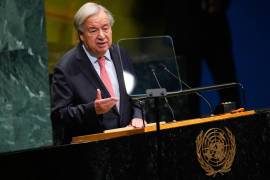 El Secretario General de las Naciones Unidas, António Guterres, interviene durante el 81.º período de sesiones de la Asamblea General de las Naciones Unidas en la sede de la organización, el 22 de septiembre de 2026.