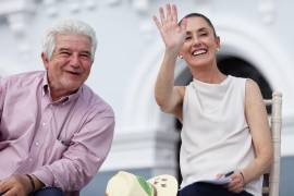José Pepín Ramiro López Obrador y Claudia Sheinbaum durante el cuarto informe de actividades del senador Ovidio Peralta en Villahermosa, Tabasco
