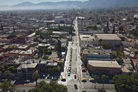 Vista aérea de la calle Guadalupe Victoria, ubicada en la Zona Centro de Saltillo.