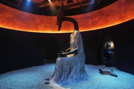 La obra La inventora del atole, de la artista británico-mexicana Leonora Carrington, se exhibe en la exposición Laberinto Mágico en el Centro de Artes Inmersivas (CAI) de la Ciudad de México el lunes 20 de abril de 2026.