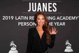 Thalía en la entrega de los Gammys latinos en 2019 en Las Vegas. EFE/EPA/Nina Proomer