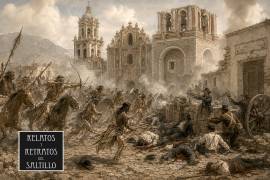Recreación del ataque de los indios comanches a la ciudad de Saltillo en 1841.