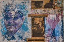 Imágenes de Raúl y Fidel Castro adornan la pared de un edificio que alberga una instalación artística sobre la Revolución Cubana, en La Habana, Cuba, el miércoles 20 de mayo de 2026.