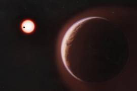 En esta representación artística, el exoplaneta LHS 1140 b en primer plano. Otro planeta rocoso cercano orbita alrededor. Un grupo de astrónomos descubrió un exoplaneta, bautizado “Beta Pictoris d”.