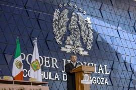 El magistrado presidente Miguel Felipe Mery Ayup presentó su informe anual en la nueva Ciudad Judicial de Saltillo.