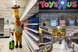 Intenta no llorar... la jirafa Geoffrey de Toys R Us dice adiós