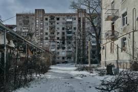 Centro de la ciudad dañado por los bombardeos rusos en Bakhmut, región de Donetsk, Ucrania.