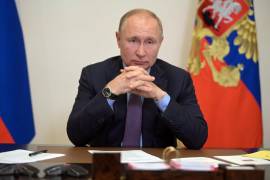 Vladimir Putin, presidente de Rusia, se encuentra en autoaislamiento después de que algunos miembros de su equipo dieron positivo por COVID -19. EFE/EPA/Alexey Druzhinin/SPUTNIK/KREMLIN