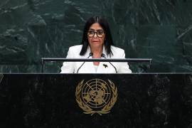 La presidenta encargada de Venezuela, Delcy Rodríguez, da su mensaje ante la 81er Asamblea General de la ONU.
