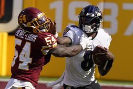 Los Ravens aplastaron a Washington Jackson brilla