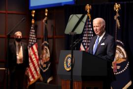 El presidente estadounidense, Joe Biden, presentó el plan de su Administración para luchar contra la trata de personas en EU. EFE/EPA/Oliver Contreras