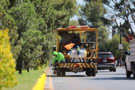 La limpieza busca mantener despejadas las áreas centrales de una de las principales vialidades de Saltillo.