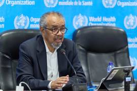 Tedros Adhanom Ghebreyesus, director general de la OMS, interviene durante una reunión con socios en Kinsasa, Congo, el miércoles 5 de agosto de 2026.