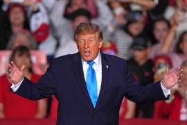 El presidente Donald Trump llega para una concentración electoral en Grand Island, Nebraska, el 5 de octubre del 2026.
