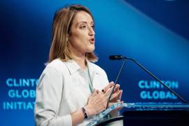 Roberta Metsola, presidenta del Parlamento Europeo, interviene durante la Clinton Global Initiative el martes 22 de septiembre de 2026 en Nueva York.
