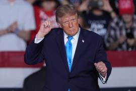 El presidente Donald Trump baila en un mitin de campaña en el Pinnacle Bank Expo Center, el lunes 5 de octubre de 2026, en Grand Island, Nebraska.