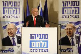 Benjamin Netanyahu, primer ministro de Israel y líder del partido Likud, habla durante la presentación de los nuevos miembros del equipo del partido para las próximas elecciones, en Jerusalén, Israel.