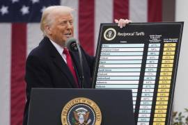 El presidente Donald Trump habla durante un evento para anunciar nuevos aranceles en el Jardín de las Rosas de la Casa Blanca, el miércoles 2 de abril de 2025, en Washington.