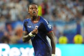 Sidny Lopes Cabral de Cabo Verde celebra un gol en un partido de los dieciseisavos de final del Mundial de la FIFA 2026 entre Argentina y Cabo Verde en el estadio Hard Rock en Miami.