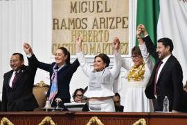 La funcionaria durante su discurso, luego de acceder al cargo durante la sesión solemne del Congreso capitalino. FOTO: CUARTOSCURO.