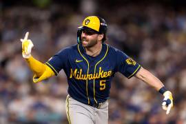 Garrett Mitchell amplió la ventaja de los Brewers con otro cuadrangular en el séptimo episodio, que colocó la pizarra 4-2 ante los Dodgers.