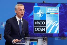 El secretario general de la OTAN, Jens Stoltenberg, da una conferencia de prensa al final de una cumbre extraordinaria en la sede de la Alianza en Bruselas, Bélgica.