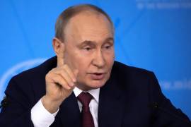 El presidente de Rusia, Vladímir Putin, habla durante una reunión en el Ministerio de Exteriores en Moscú, Rusia.