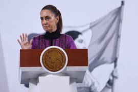 Claudia Sheinbaum, presidenta de México, durante la conferencia matutina de este jueves en Palacio Nacional.