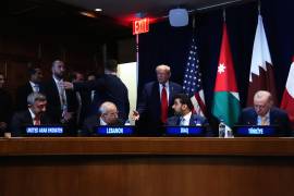 El presidente Donald Trump llega a una reunión multilateral con el Consejo de Cooperación del Golfo durante la Asamblea General de las Naciones Unidas.