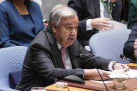 En esta imagen, el secretario general de Naciones Unidas, António Guterres, interviene en una reunión del Consejo de Seguridad en la sede de la ONU. FOTO: AP.