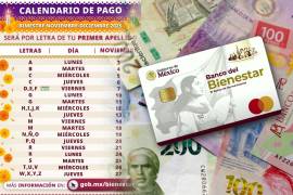 Durante el mes de noviembre, adultos mayores recibirán el pago de la Pensión Bienestar, correspondiente a seis mil 200 pesos bimestrales, de acuerdo con el calendario oficial de pago.