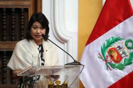 La canciller Ana Cecilia Gervasi en la sede de la cancillería, en Lima (Perú). El Gobierno peruano anunció que llamará a consulta a sus embajadores en México, Colombia, Argentina y Bolivia.