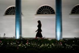 La primera dama Melania Trump en el Rose Garden de la Casa Blanca, en Washington, el 25 de agosto de 2020.