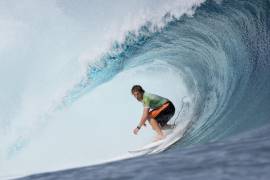 Alan Cleland fue el segundo mejor surfista de la jornada y ahora buscará seguir “vivo” en las eliminatorias de París 2024.