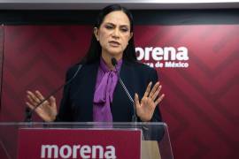 CIUDAD DE MÉXICO, 13OCTUBRE2026.- Ariadna Montiel Reyes, presidenta nacional de Morena, ofreció su conferencia de prensa semanal, en la que respondió preguntas de los medios de comunicación sobre temas como la problemática del agua, la manifestación en Jalisco que derivó en hechos violentos y las personas que permanecen detenidas tras la marcha, entre otros temas. FOTO: CAMILA AYALA BENABIB/CUARTOSCURO.COM