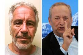 A la izquierda, el financista caído en desgracia Jeffrey Epstein. A la derecha, el economista estadounidense Larry Summers. (Registro de Delincuentes Sexuales del Estado de Nueva York via AP/Michel Euler)