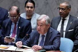 United Nations Secretary-General António Guterres speaks during a Security Council meeting at United Nations headquarters, Tuesday, May 26, 2026. (AP Photo/Seth Wenig)